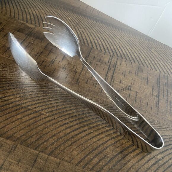 Yamazaki Hospitality Basic Salad Server Tongs Stainless Steel Spoon/Fork - Picture 4 of 7